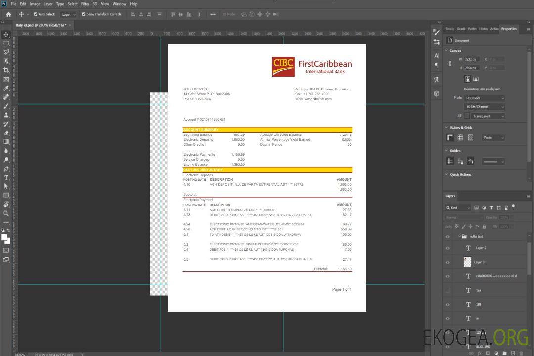 Modèle de relevé facile à remplir de la Dominique CIBC First Caribbean International Bank au format de fichier .xls et .pdf template